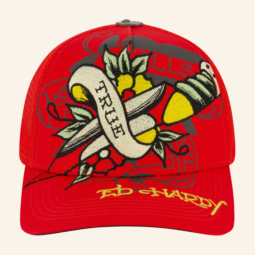 Ed Hardy Merch Black Rose Trucker Hat Ed Hardy Hat Christmas Gifts For Friend