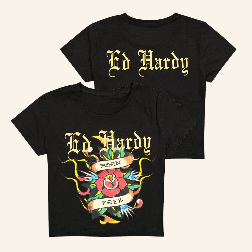 Ed Hardy Merch Born Free Baby Tee Gift Ideas For Girlfriend
