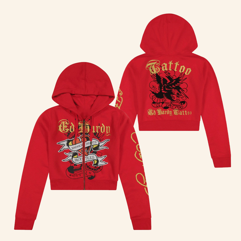 Ed Hardy Merch Broken Hearts Cherry Cropped Zip Hoodie Ed Hardy Hoodie Gifts For Her Ed Hardy Merch Broken Hearts Cherry Cropped Zip Hoodie Ed Hardy Hoodie Gifts For Her