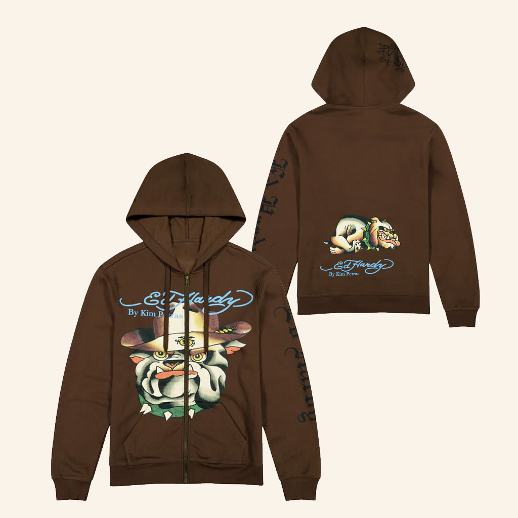 Ed Hardy Merch Bulldog Zip Hoodie Christmas Gifts For Him Ed Hardy Merch Bulldog Zip Hoodie Christmas Gifts For Him