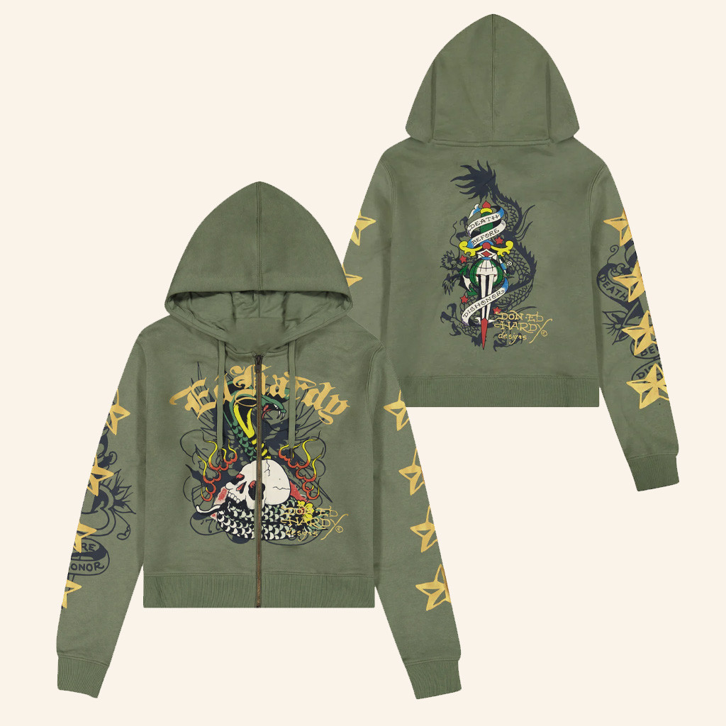 Ed Hardy Merch Cobra Flame Cropped Zip Hoodie Ed Hardy Hoodie Gifts For Friends Ed Hardy Merch Cobra Flame Cropped Zip Hoodie Ed Hardy Hoodie Gifts For Friends