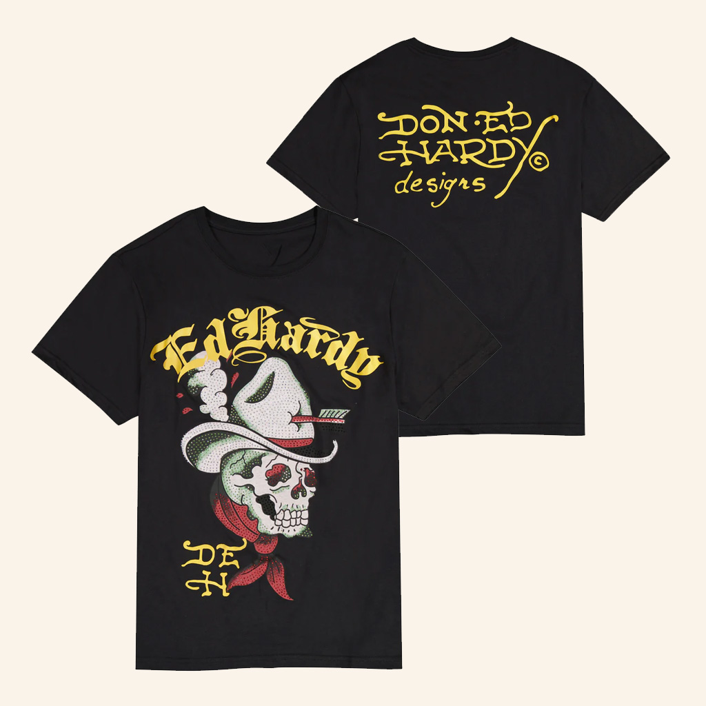 Ed Hardy Merch Cowboy Skull T-Shirt Christmas Gifts For Him