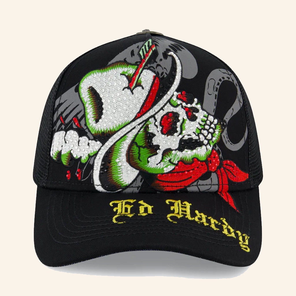 Ed Hardy Merch Cowboy Skull Trucker Hat Ed Hardy Hat Christmas Gifts For Son