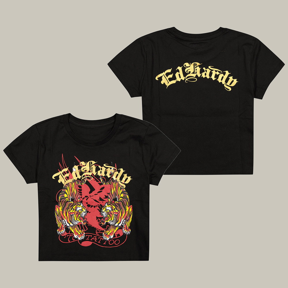 Ed Hardy Merch Crawling Tigers Baby Tee Animal Themed Celebrity Shirt Gifts For Enthusiasts