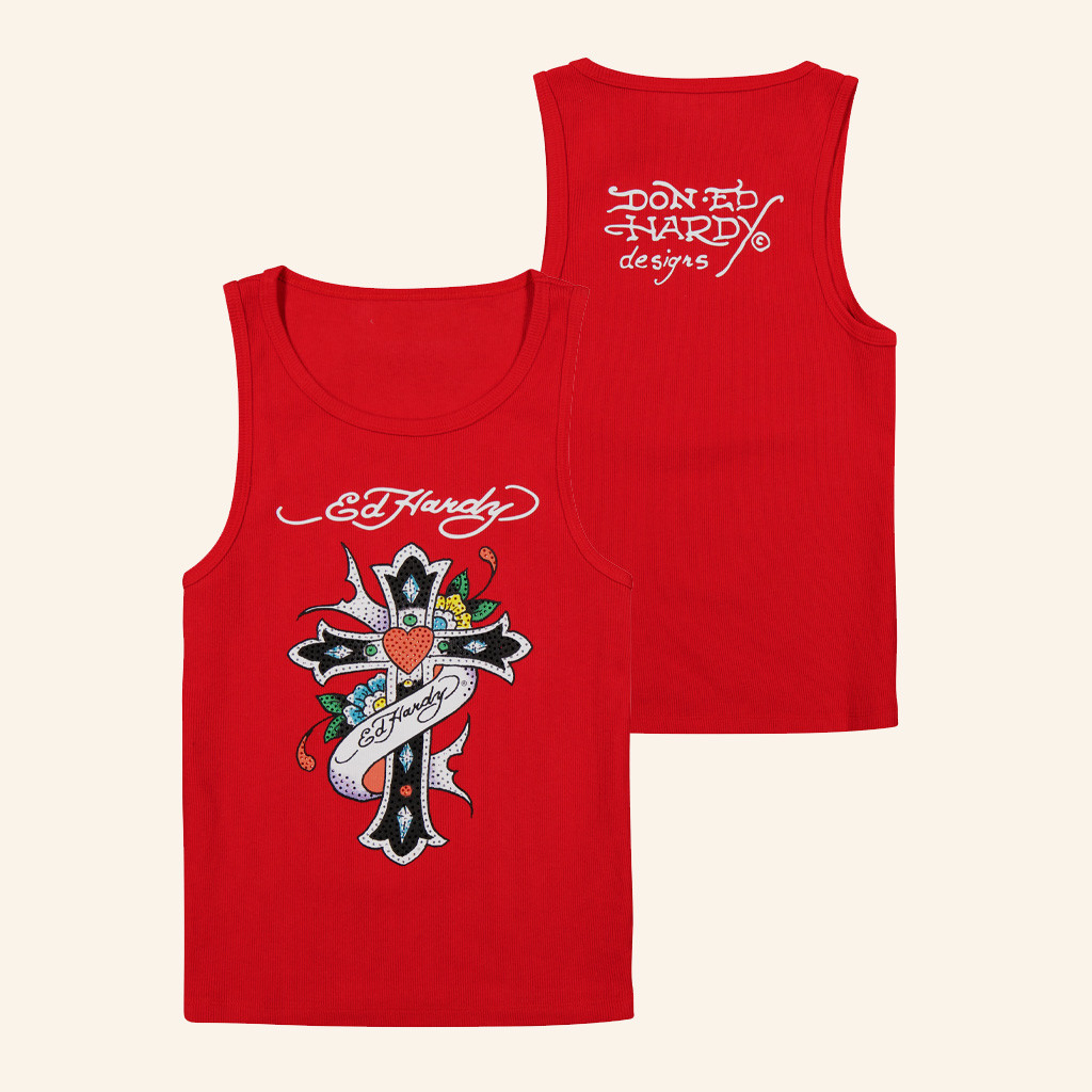Ed Hardy Merch Cross Ed Hardy Red Tank Top Best Gift For Girlfriend