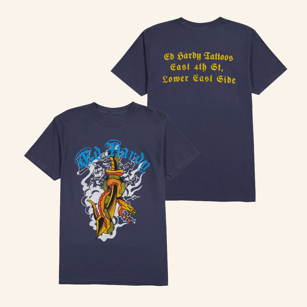 Ed Hardy Merch Dagger Snake T-Shirt Christmas Presents For Boyfriend