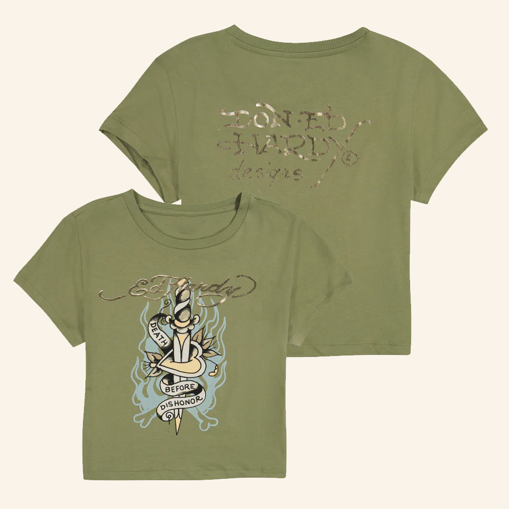 Ed Hardy Merch Death Before Dishonor Baby Tee Christmas Gift Ideas For Her