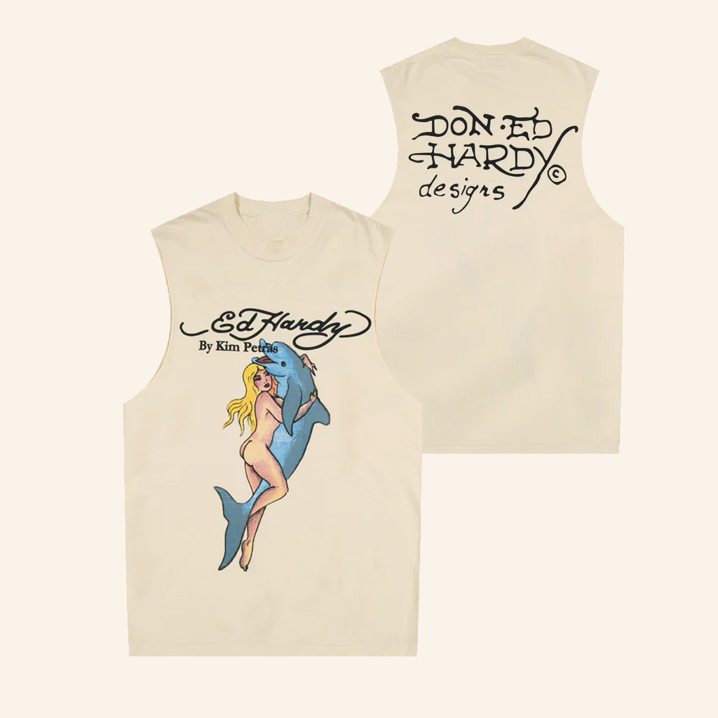 Ed Hardy Merch Dolphin Girl Muscle Tank Husband Christmas Gift Ideas