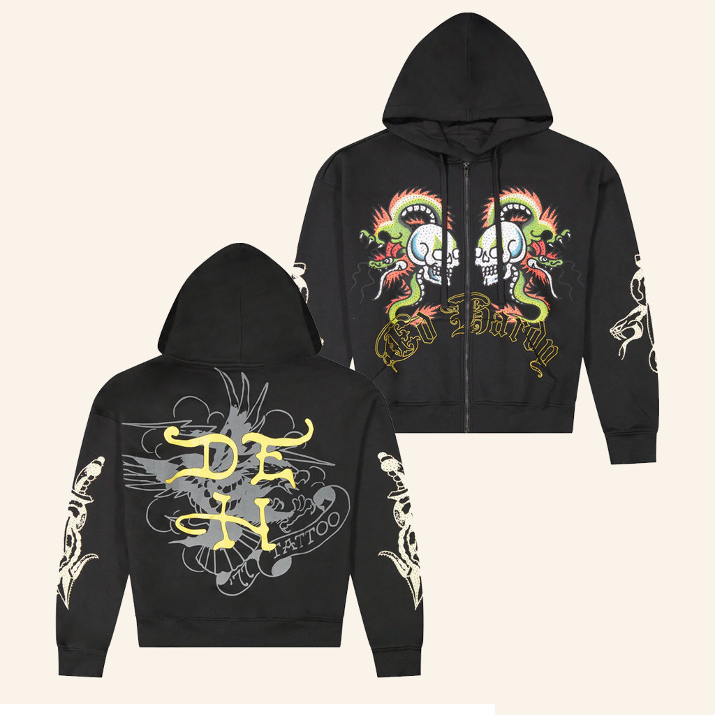 Ed Hardy Merch Dragon Skulls Zip Hoodie Best Gifts For Husband Ed Hardy Merch Dragon Skulls Zip Hoodie Best Gifts For Husband