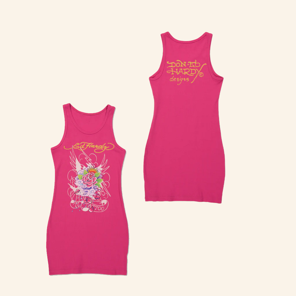 Ed Hardy Merch Eagle Rose Rib Tank Dress Ed Hardy Clothing Gifts For Sister Ed Hardy Merch Eagle Rose Rib Tank Dress Ed Hardy Clothing Gifts For Sister