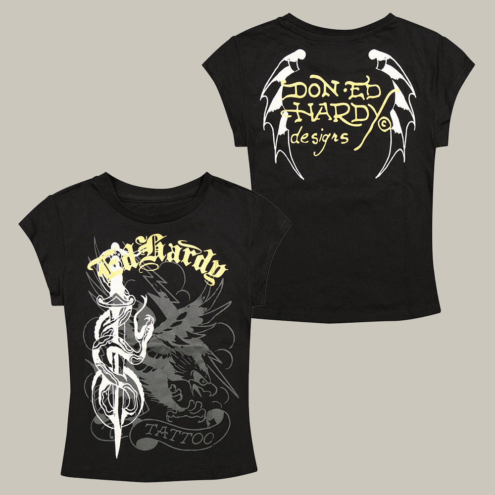 Ed Hardy Merch Eagle Snake Dagger Baby Tee Animal Themed Ed Hardy Clothes Gift For Her