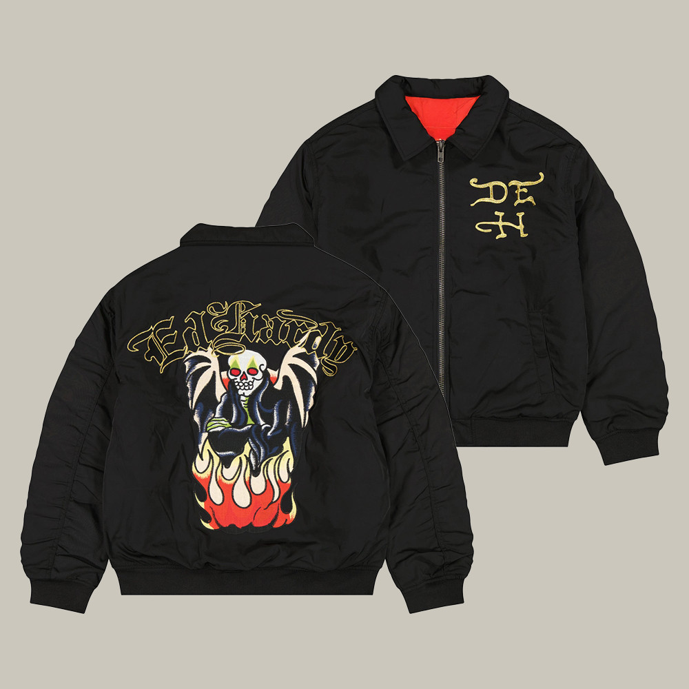 Ed Hardy Merch Fire Lord Jacket Tattoo Art Ed Hardy Clothing Skull Lover Xmas Gifts