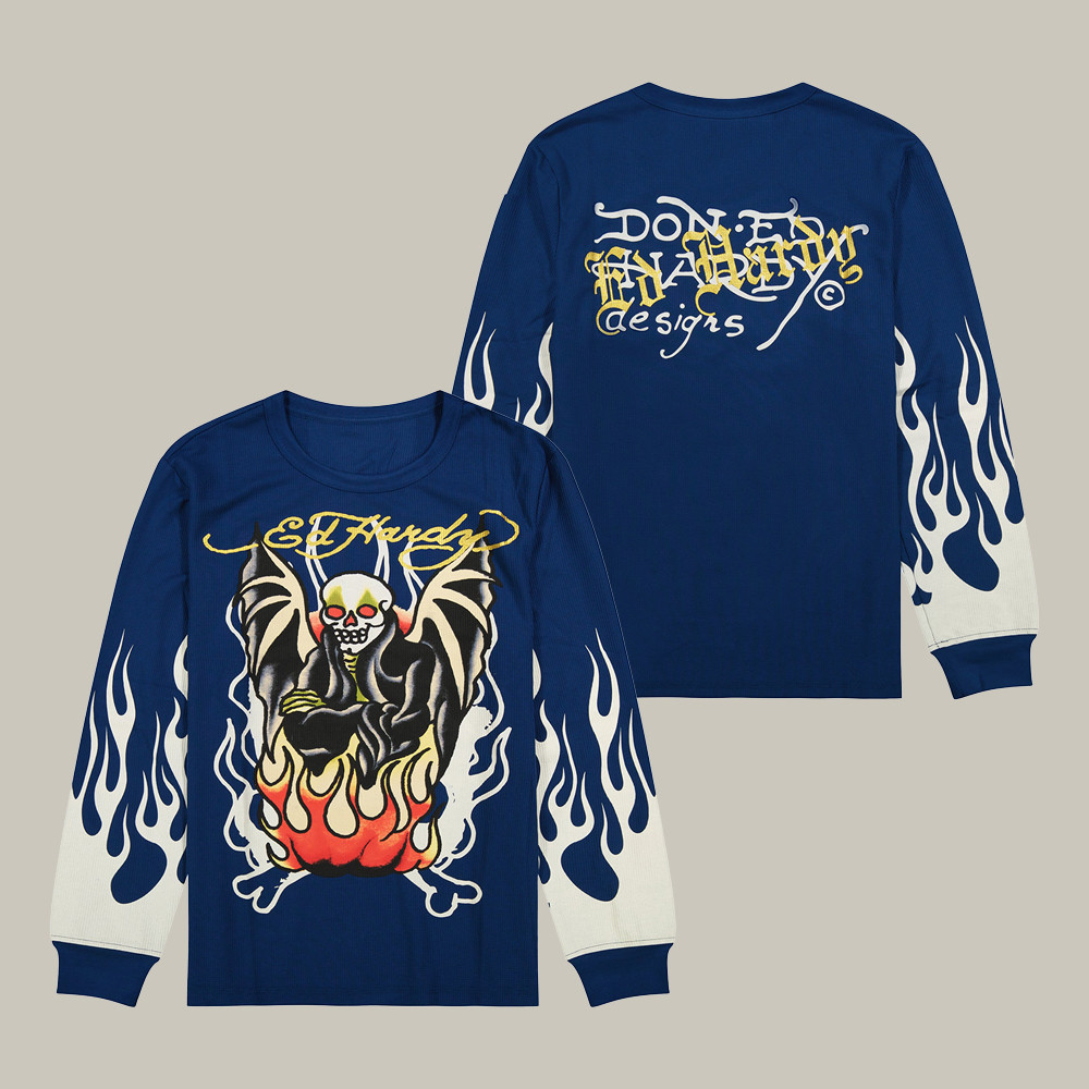 Ed Hardy Merch Fire Lord Ls Thermal Sweatshirt Ed Hardy Apparel Streetwear Gifts For Men