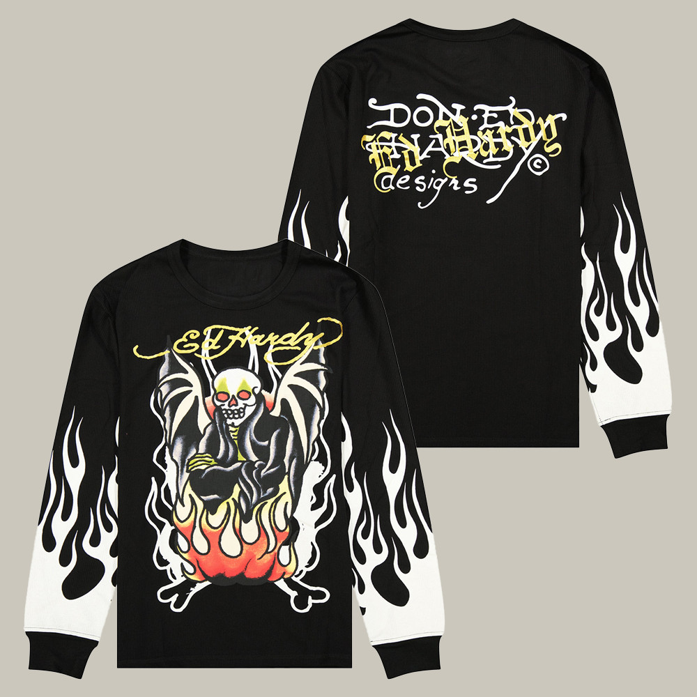 Ed Hardy Merch Fire Lord Ls Thermal Sweatshirt Tattoo Art Ed Hardy Clothing Best Gift Ideas
