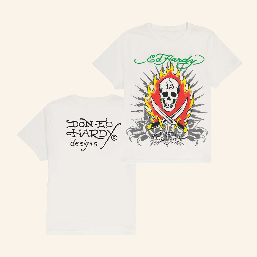 Ed Hardy Merch Flame Skull T-Shirt Cloud Dancer Shirt Christmas Present Ideas For Him