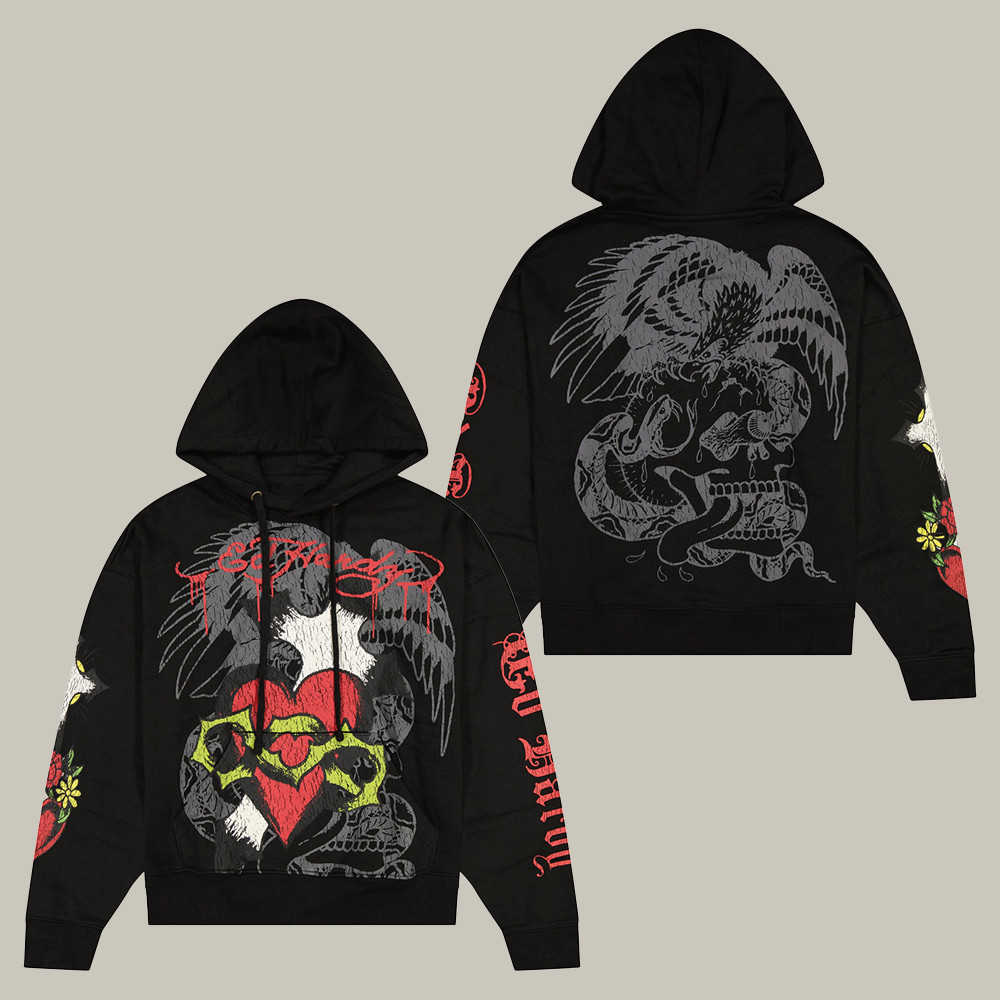 Ed Hardy Merch Heart Cross Vintage Hoodie Bold Graphics Celebrity Clothing Gifts For Fans