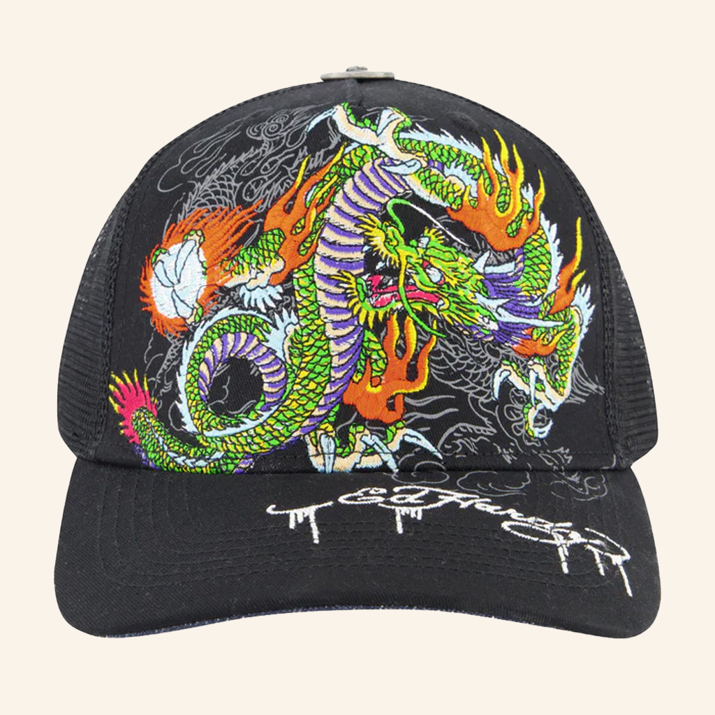 Ed Hardy Merch Japan Dragon Trucker Hat Ed Hardy Hat Xmas Gifts For Father
