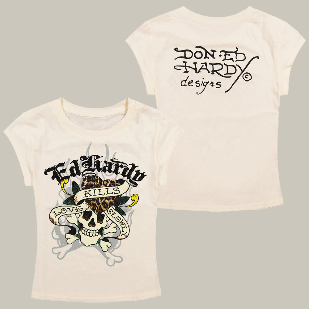 Ed Hardy Merch Lks Skull Rhinestone Baby Tee Ed Hardy Clothing Gifts For Fashion Enthusiasts