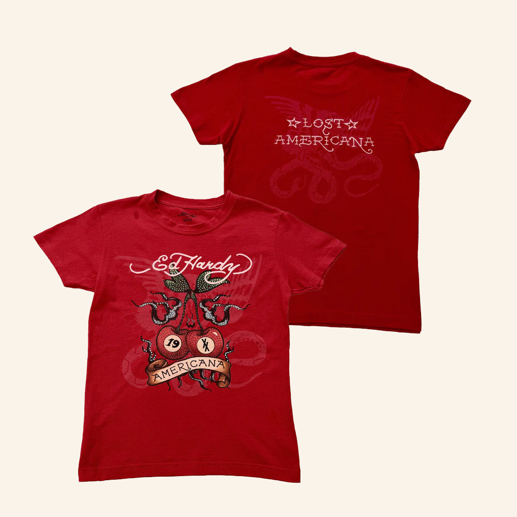 Ed Hardy Merch Lost Americana Cherries T-Shirt Christmas Gifts For Sister