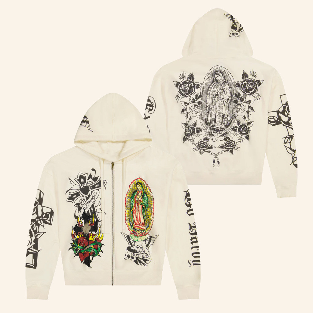 Ed Hardy Merch Mary Zip Hoodie Ed Hardy Hoodie Present For Wife
