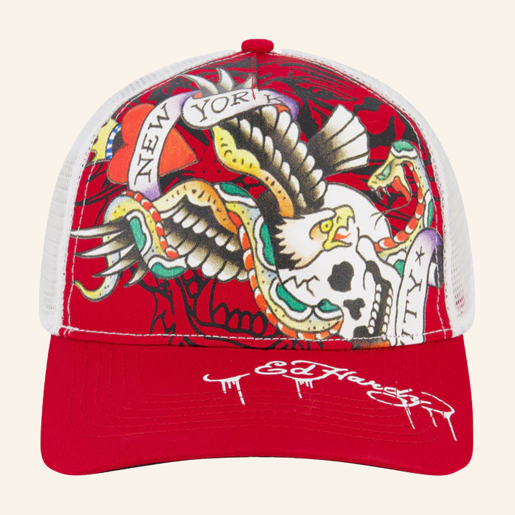 Ed Hardy Merch NYC Eagle Trucker Hat Ed Hardy Hat Husband Christmas Gift Ideas