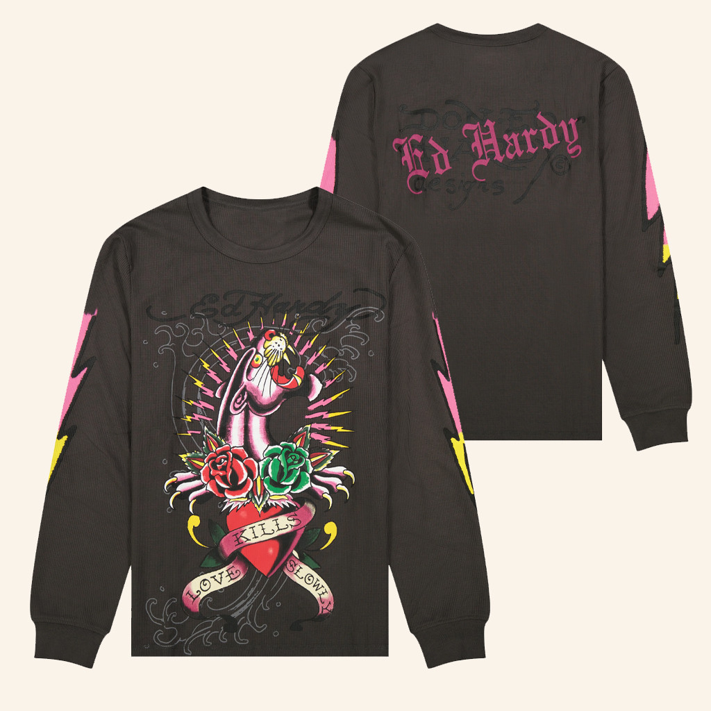 Ed Hardy Merch Panther Rose Long Sleeve T-Shirt Ed Hardy Shirt Christmas Gifts For Her Ed Hardy Merch Panther Rose Long Sleeve T-Shirt Ed Hardy Shirt Christmas Gifts For Her