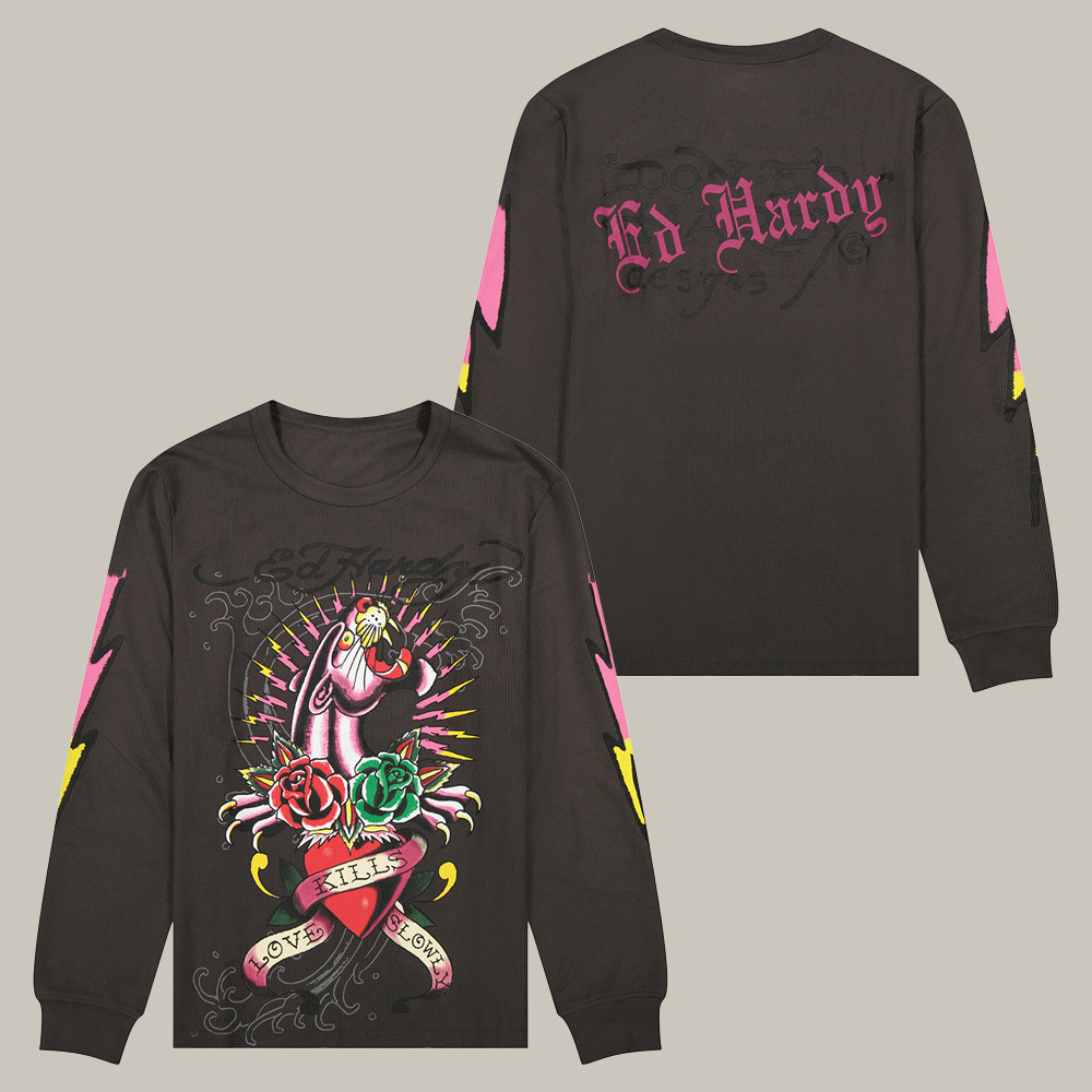Ed Hardy Merch Panther Rose Sweatshirt Animal Design Artistic Sweatshirt Gifts For Women
