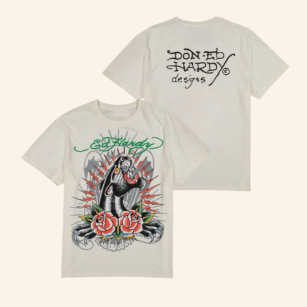 Ed Hardy Merch Panther Rose T-Shirt Ed Hardy Shirt Christmas Gifts For Him