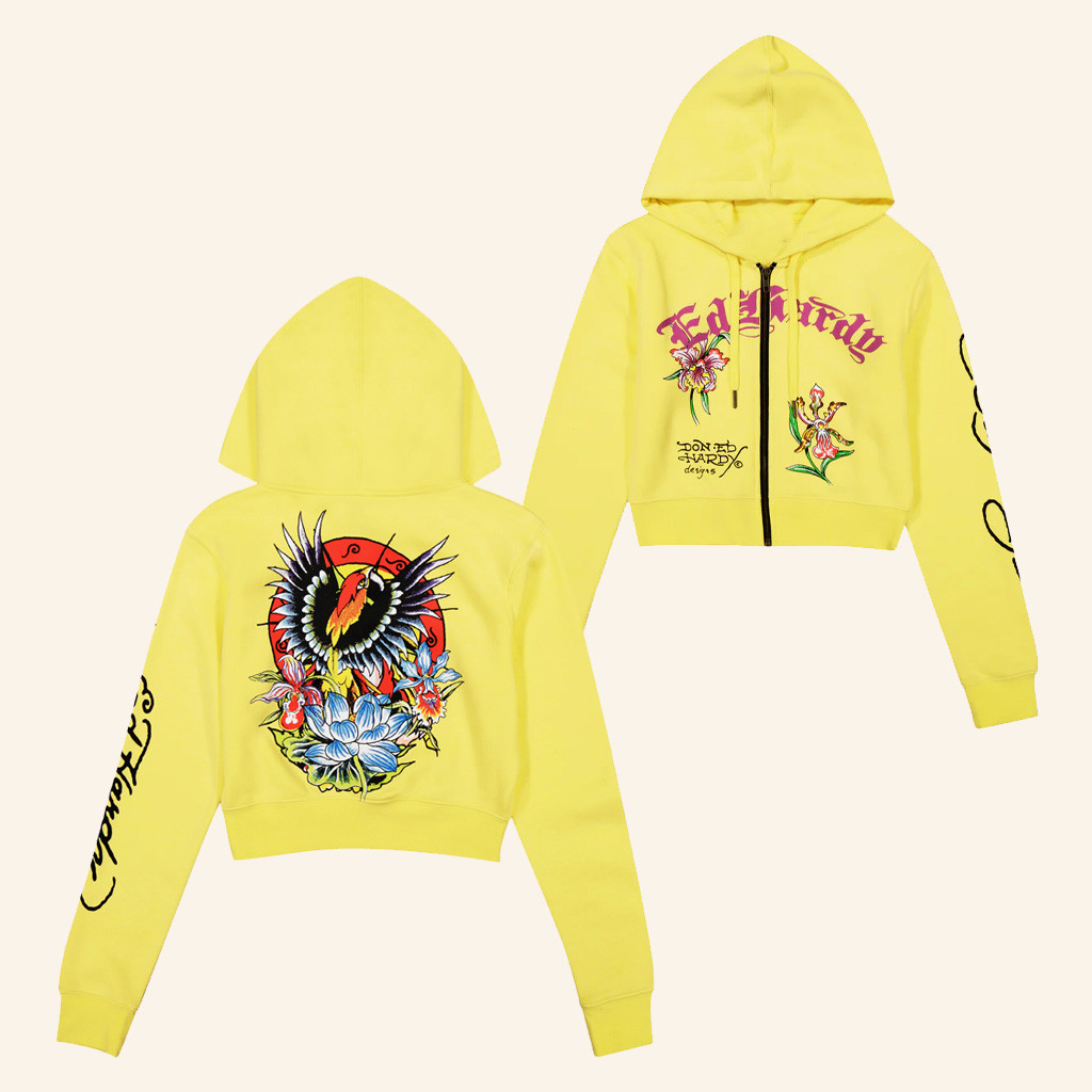 Ed Hardy Merch Phoenix Cropped Zip Hoodie Ed Hardy Hoodie Gift Ideas For Friends