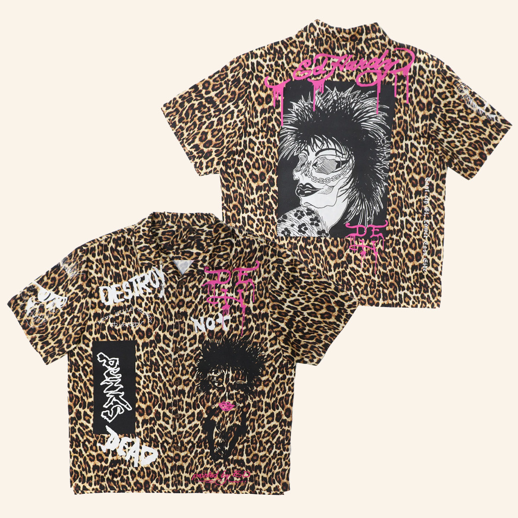 Ed Hardy Merch Punk Leopard Hawaiian Shirt Ed Hardy Shirt Christmas Gifts For Son