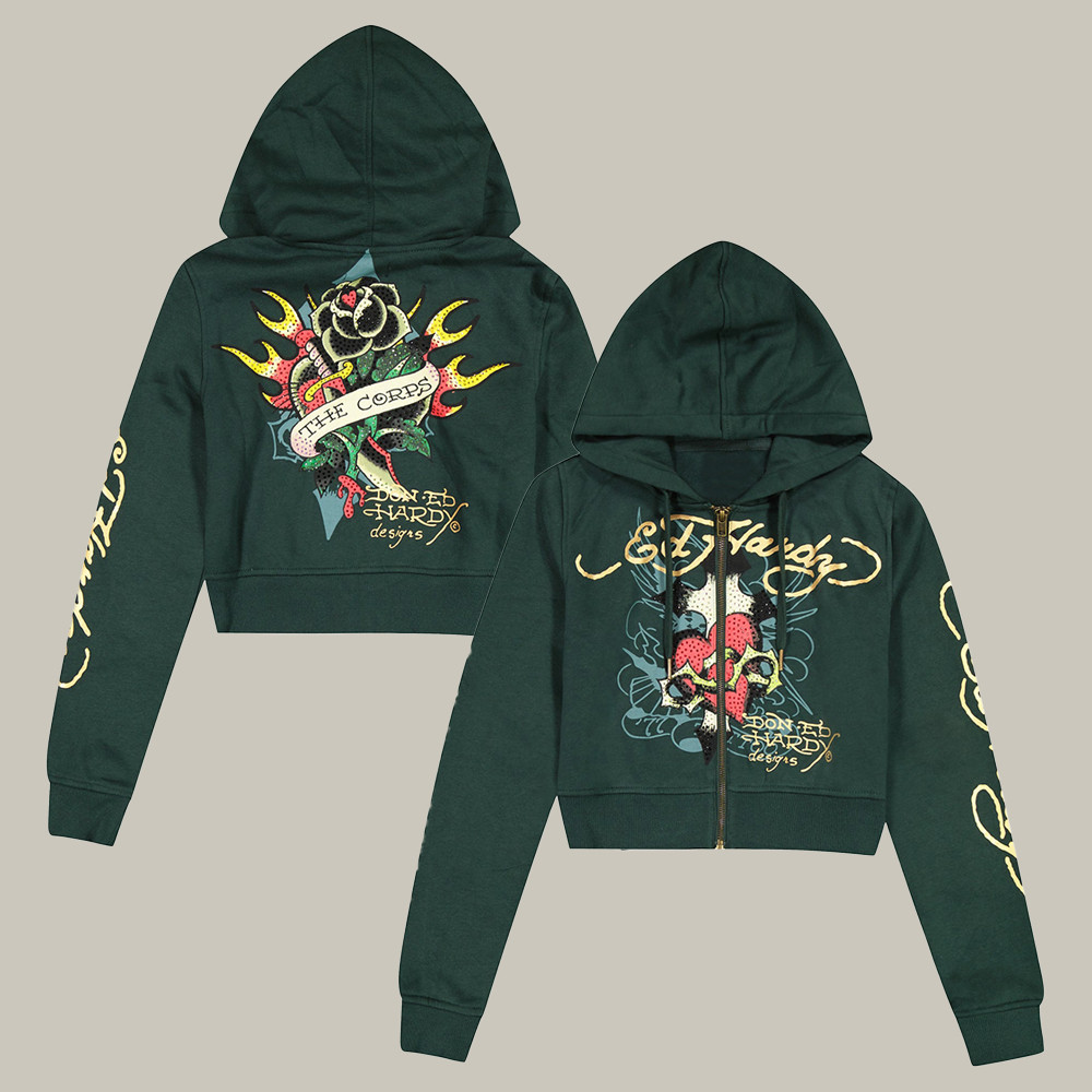 Ed Hardy Merch Sacred Heart Zip Hoodie The Corps Ed Hardy Clothing Line Unique Gift Ideas