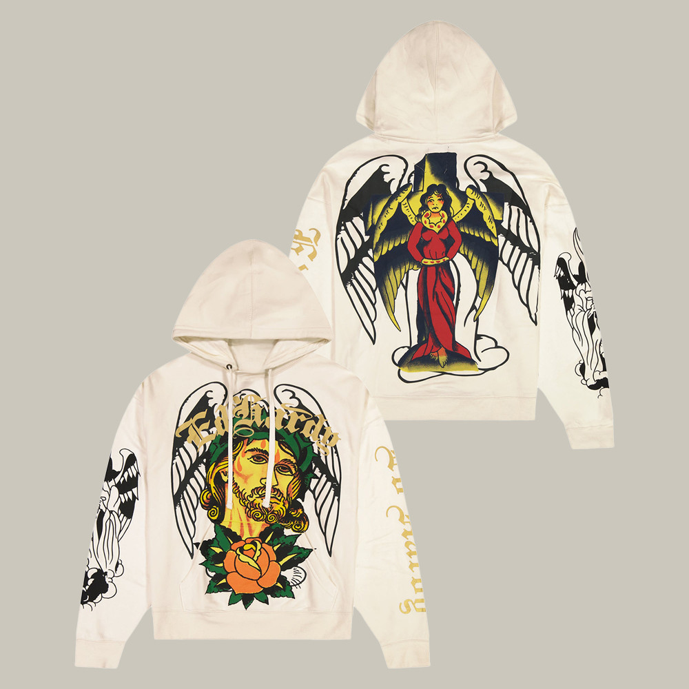 Ed Hardy Merch Savior Hoodie Angel Pattern Ed Hardy Apparel Best Gifts For Enthusiasts