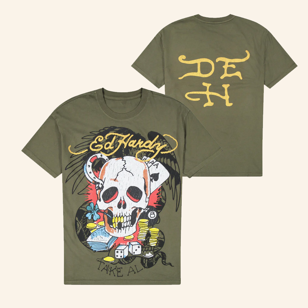 Ed Hardy Merch Skull Aces T-Shirt Gift Ideas For Friends