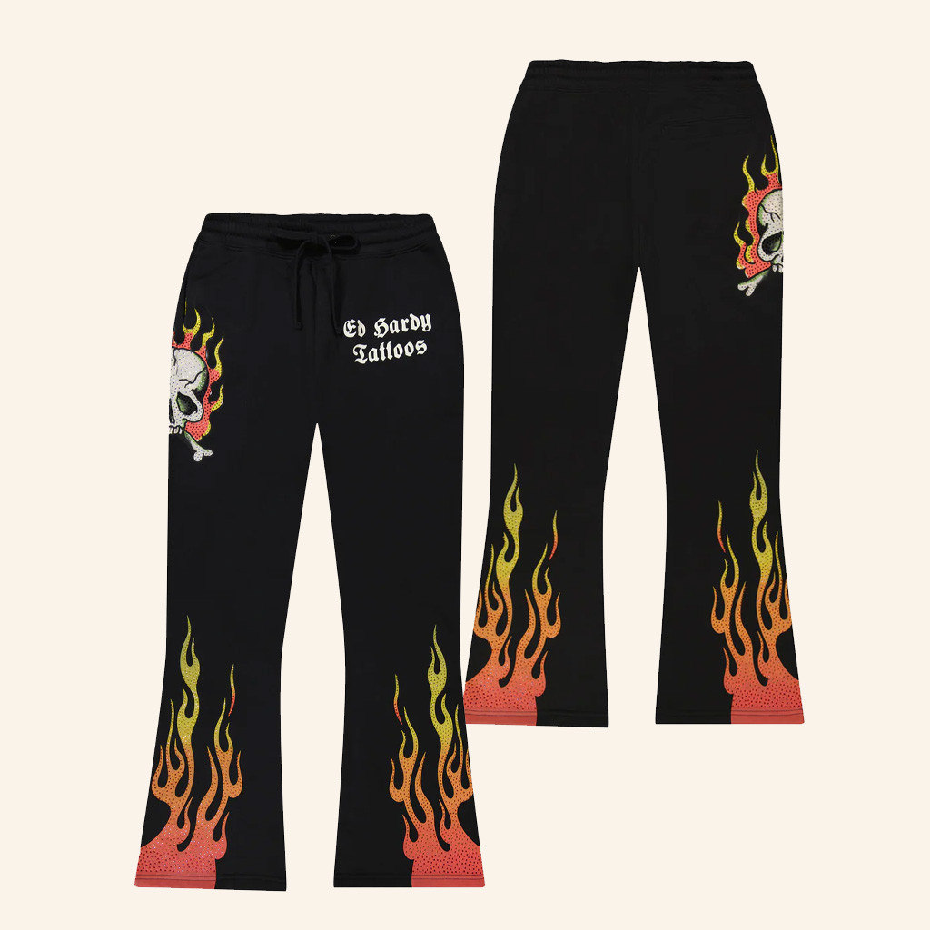 Ed Hardy Merch Skull Flames Bootcut Sweatpants Gift Ideas For Sister