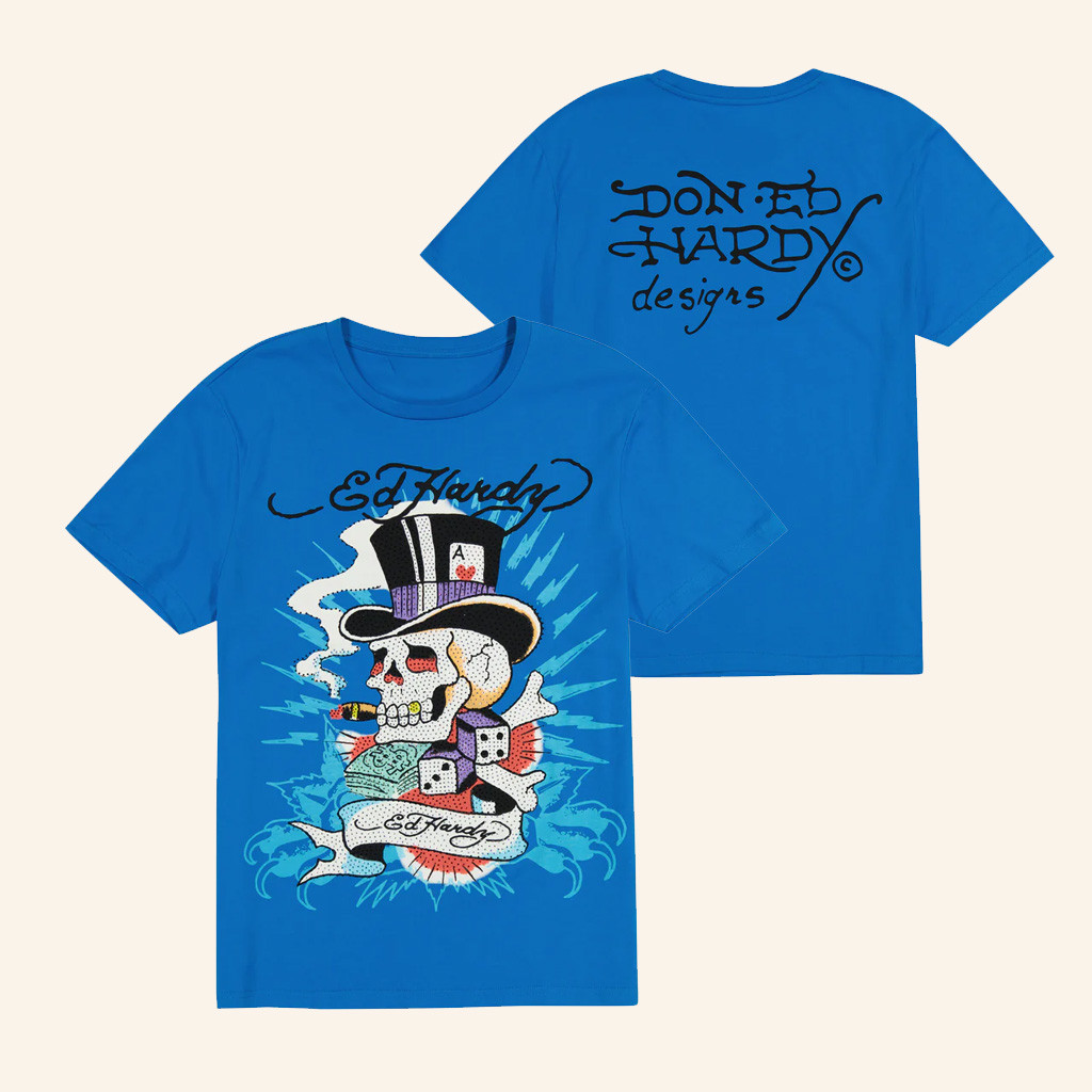 Ed Hardy Merch Skull Hat T-Shirt Birthday Present For Husband