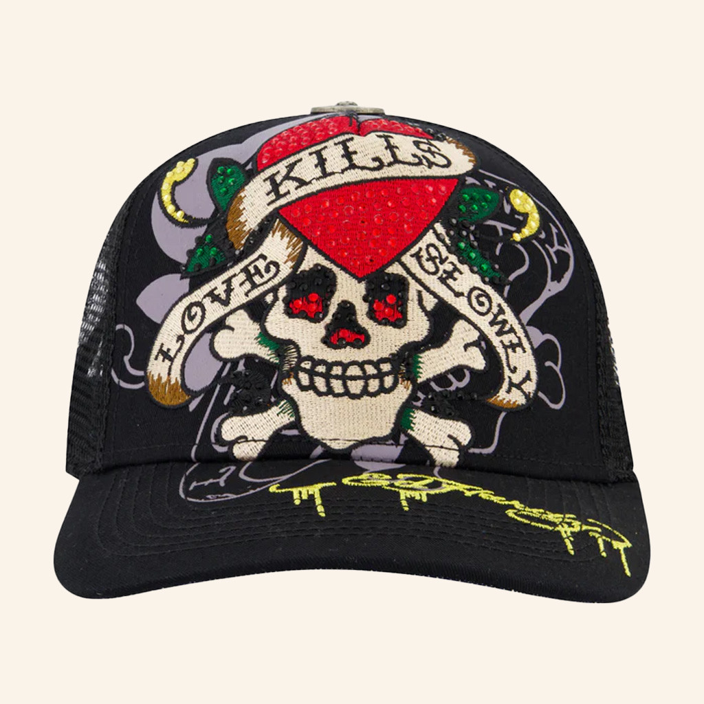 Ed Hardy Merch Skull Kills Love Slowly Trucker Hat Ed Hardy Hat Gifts For Father Ed Hardy Merch Skull Kills Love Slowly Trucker Hat Ed Hardy Hat Gifts For Father