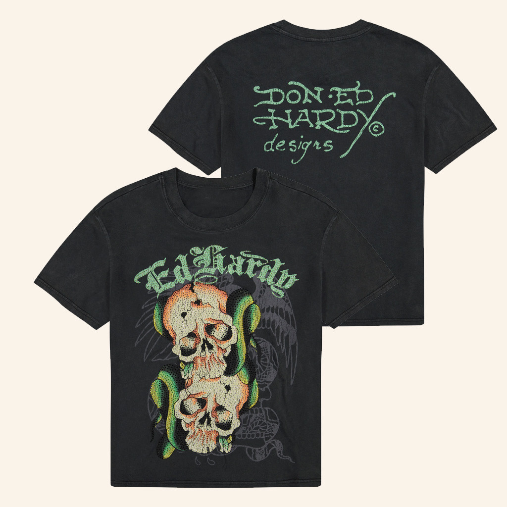 Ed Hardy Merch Skull Snakes T-Shirt Christmas Presents For Him
