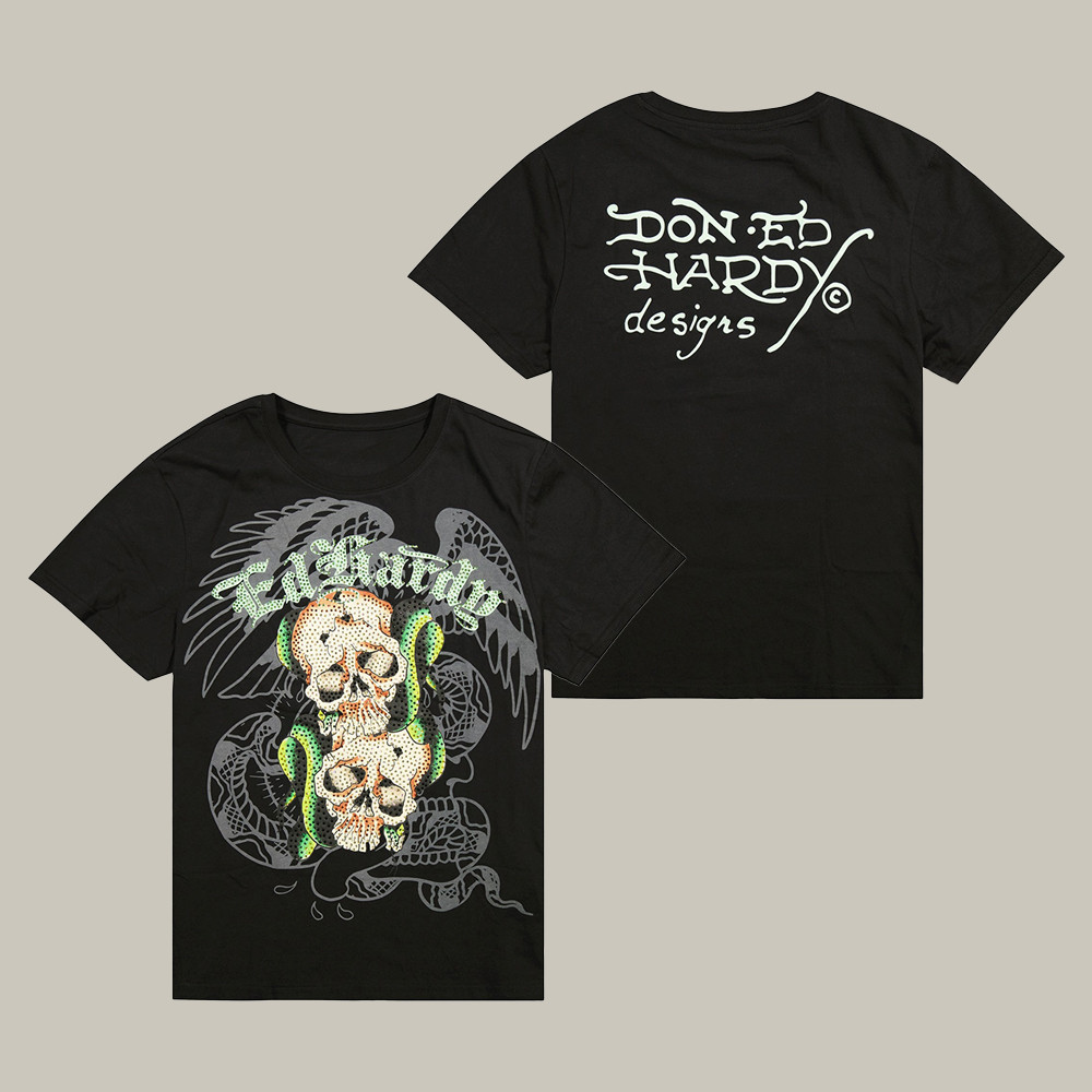 Ed Hardy Merch Skull Snakes T-Shirt Skull Pattern Ed Hardy Shirt Enthusiasts Gift Ideas