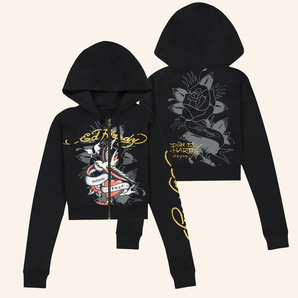 Ed Hardy Merch Swallow Cropped Zip Hoodie Ed Hardy Apparel Gifts For Daughter Ed Hardy Merch Swallow Cropped Zip Hoodie Ed Hardy Apparel Gifts For Daughter