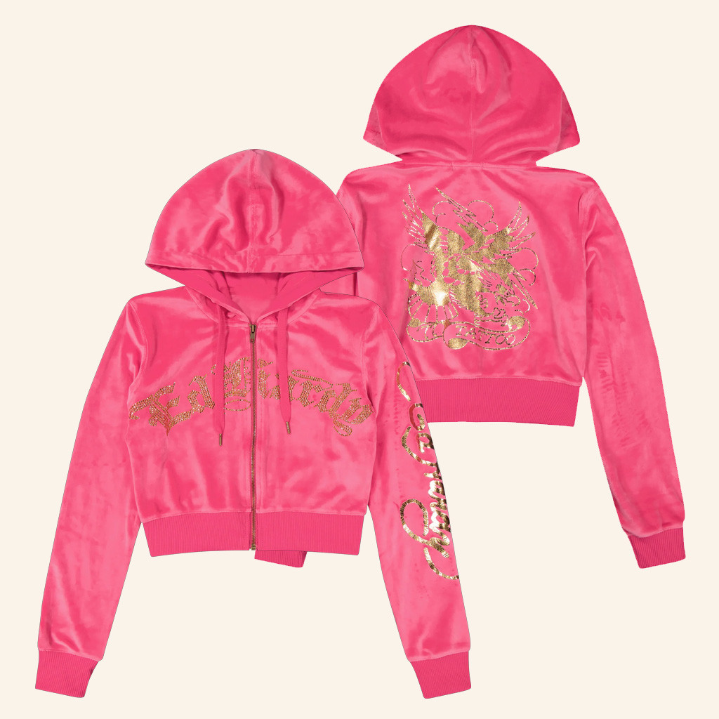 Ed Hardy Merch Tattoo Eagle Cropped Zip Hoodie Ed Hardy Apparel Gifts For Mom