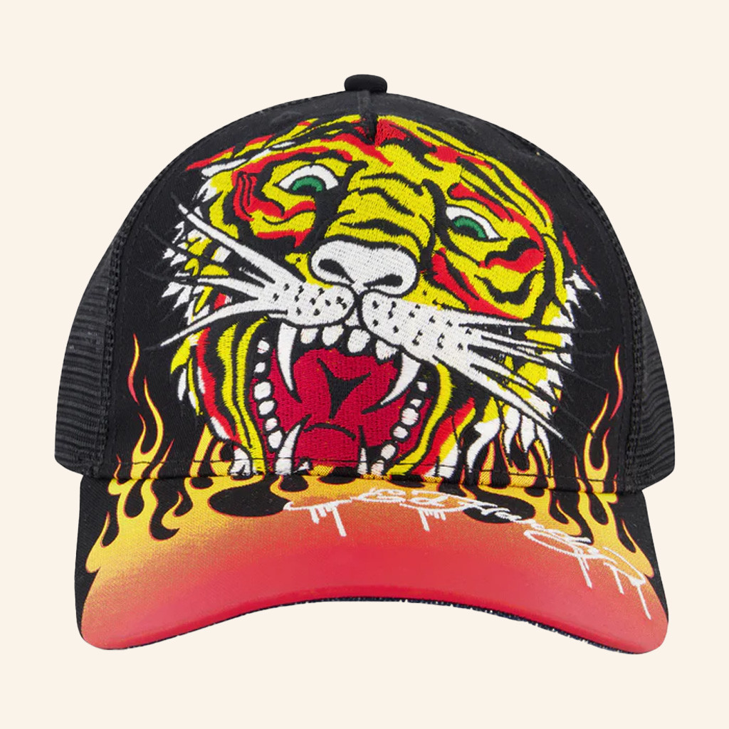 Ed Hardy Merch Tiger Flame Trucker Hat Ed Hardy Hat Xmas Gifts For Dad