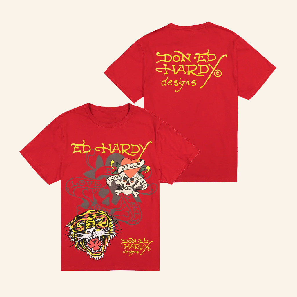 Ed Hardy Merch Tiger Skull Multi Tattoo T-Shirt Best Birthday Gift For Dad