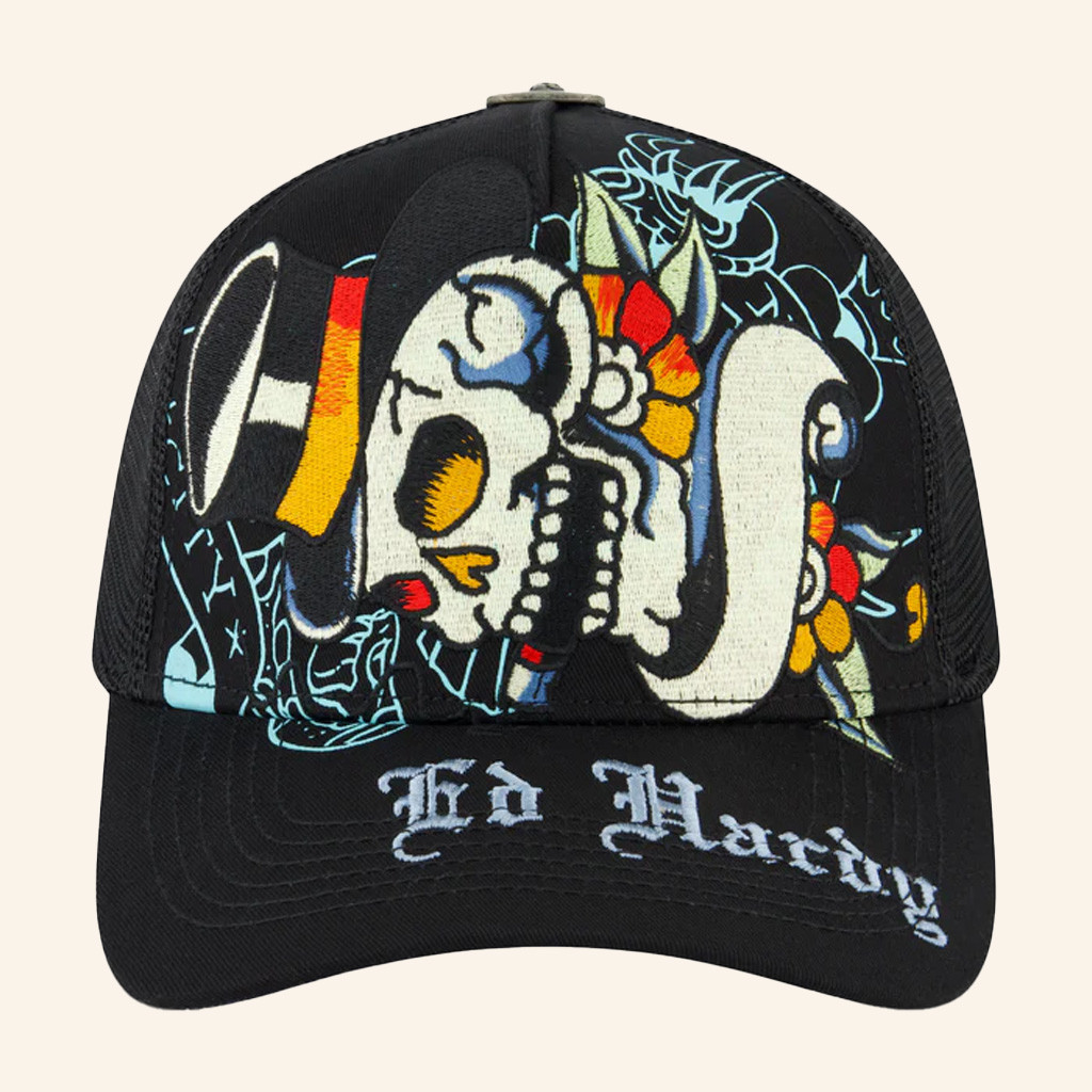 Ed Hardy Merch Tiger Skull Trucker Hat Ed Hardy Hat Christmas Gift Ideas For Boyfriend