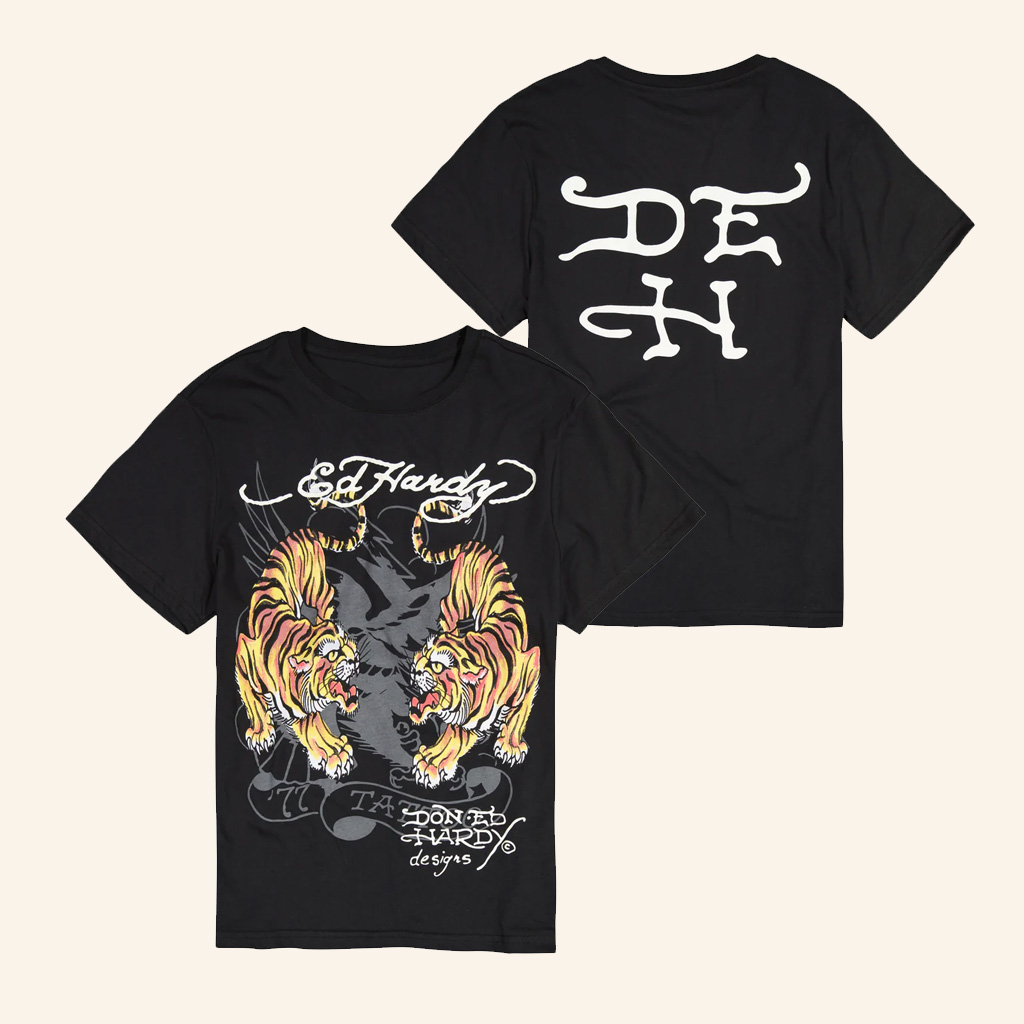 Ed Hardy Merch Tigers Multi Tattoo T-Shirt Birthday Gift For Dad