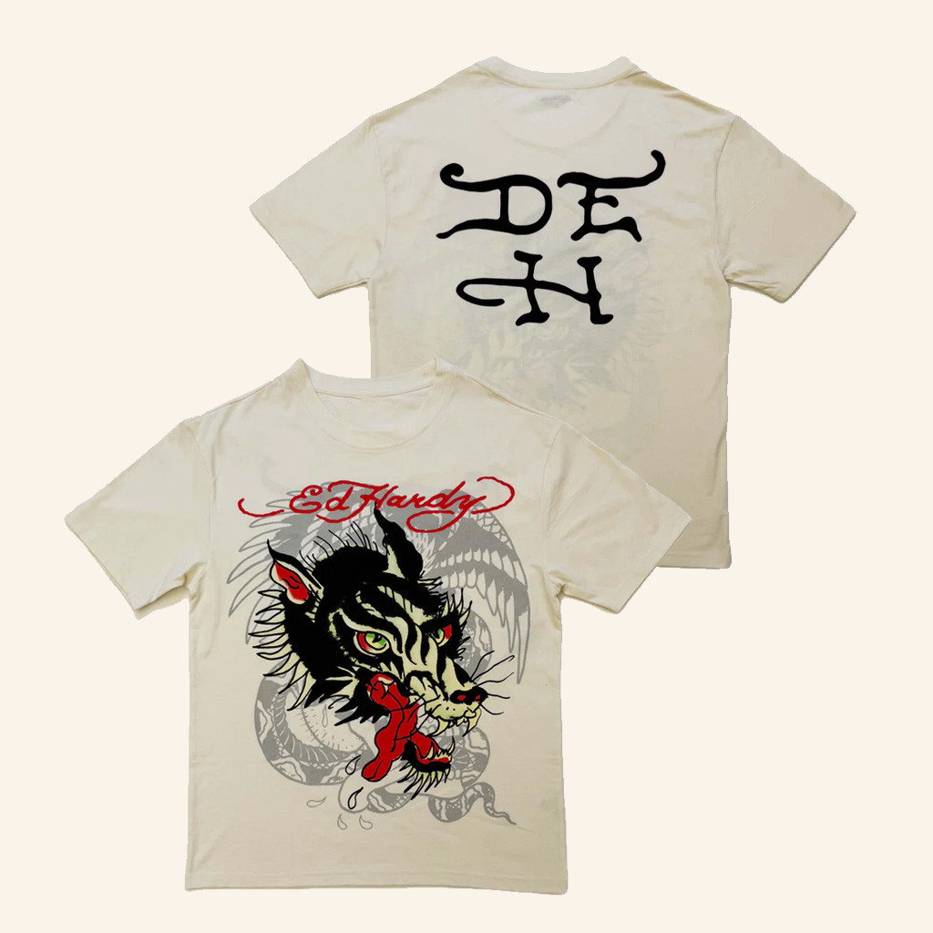 Ed Hardy Merch Wolf Head T-Shirt Birthday Presents For Boyfriend