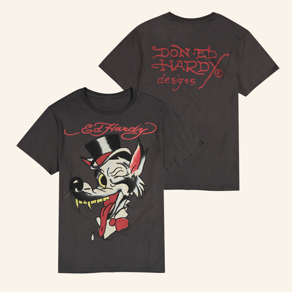 Ed Hardy Merch Wolf Head T-Shirt Good Gifts For Boyfriend