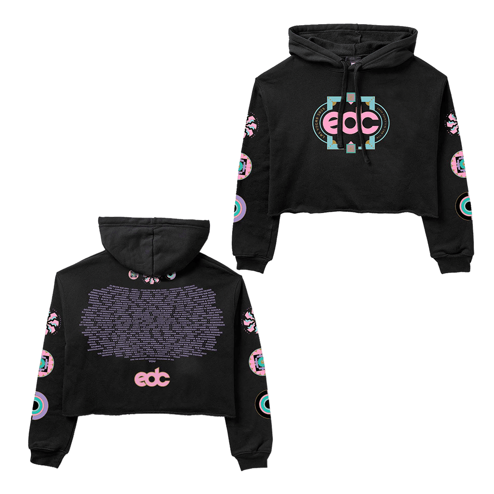 EDC Merch EDC Las Vegas 2025 Kinetic Lineup Crop Hoodie Gifts For Music Fans