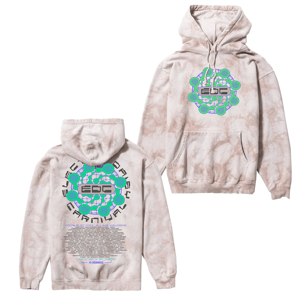 EDC Merch EDC Looping Lineup Tie Dye Hoodie Gifts For Music Fans Father's Day Gift for Dad