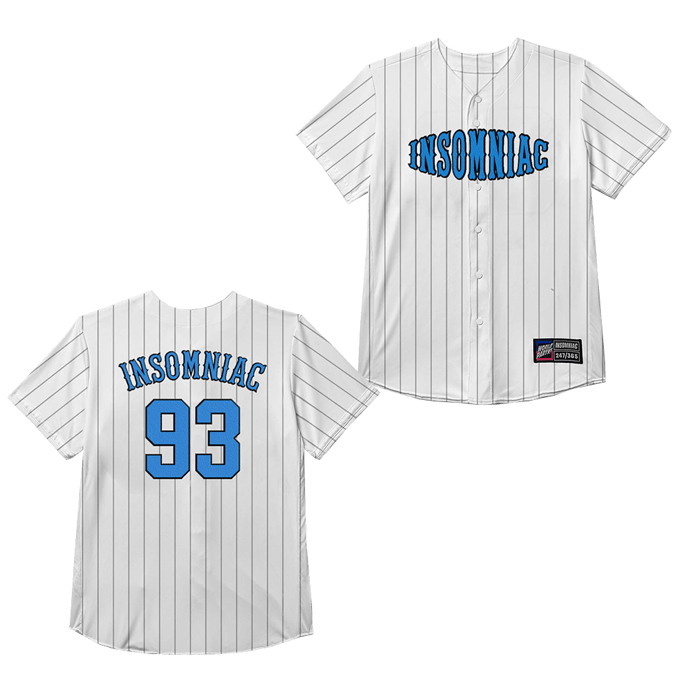 EDC Merch Insomniac Pinstripe Baseball Jersey Gifts For Music Fans Father's Day Gift for Dad EDC Merch Insomniac Pinstripe Baseball Jersey Gifts For Music Fans Father's Day Gift for Dad