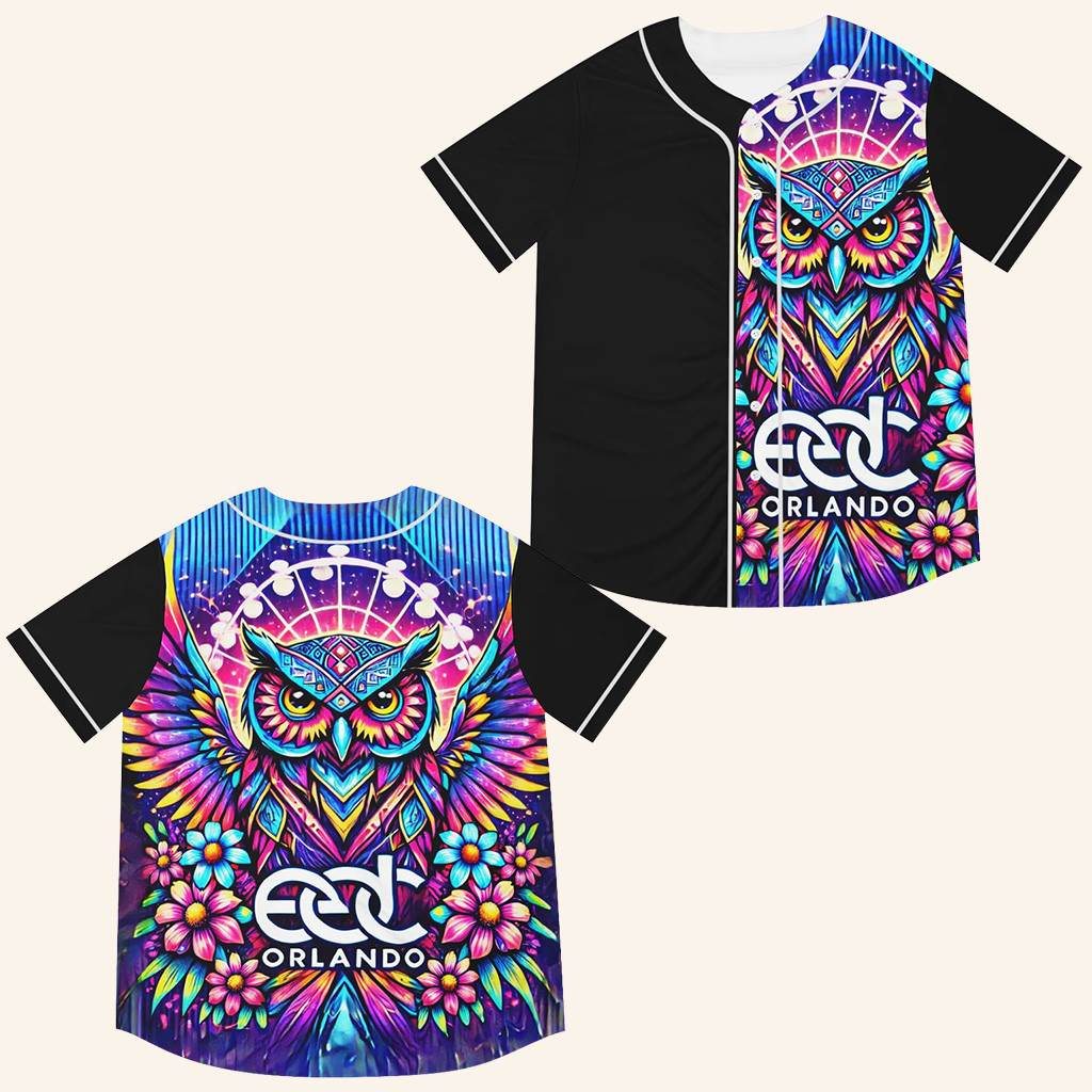 EDC Orlando Baseball Jersey OWL Rave Jersey Orlando Merch Music Lover Gifts For Him